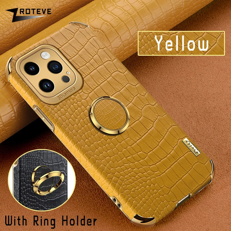 Luxury Crocodile Leather Pattern Phone Case – Gold Plating Silicone Cover