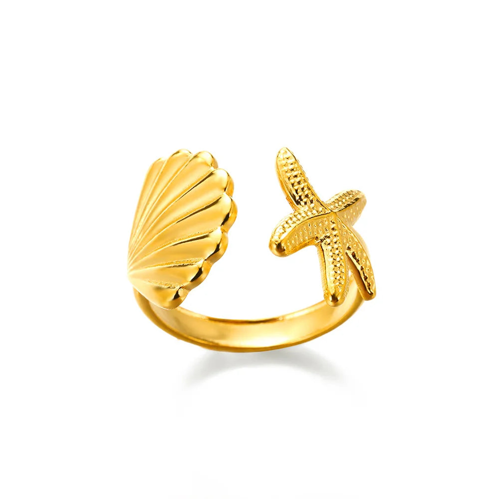 316L Stainless Steel Gold Rings – Luxury Adjustable Women’s Jewelry