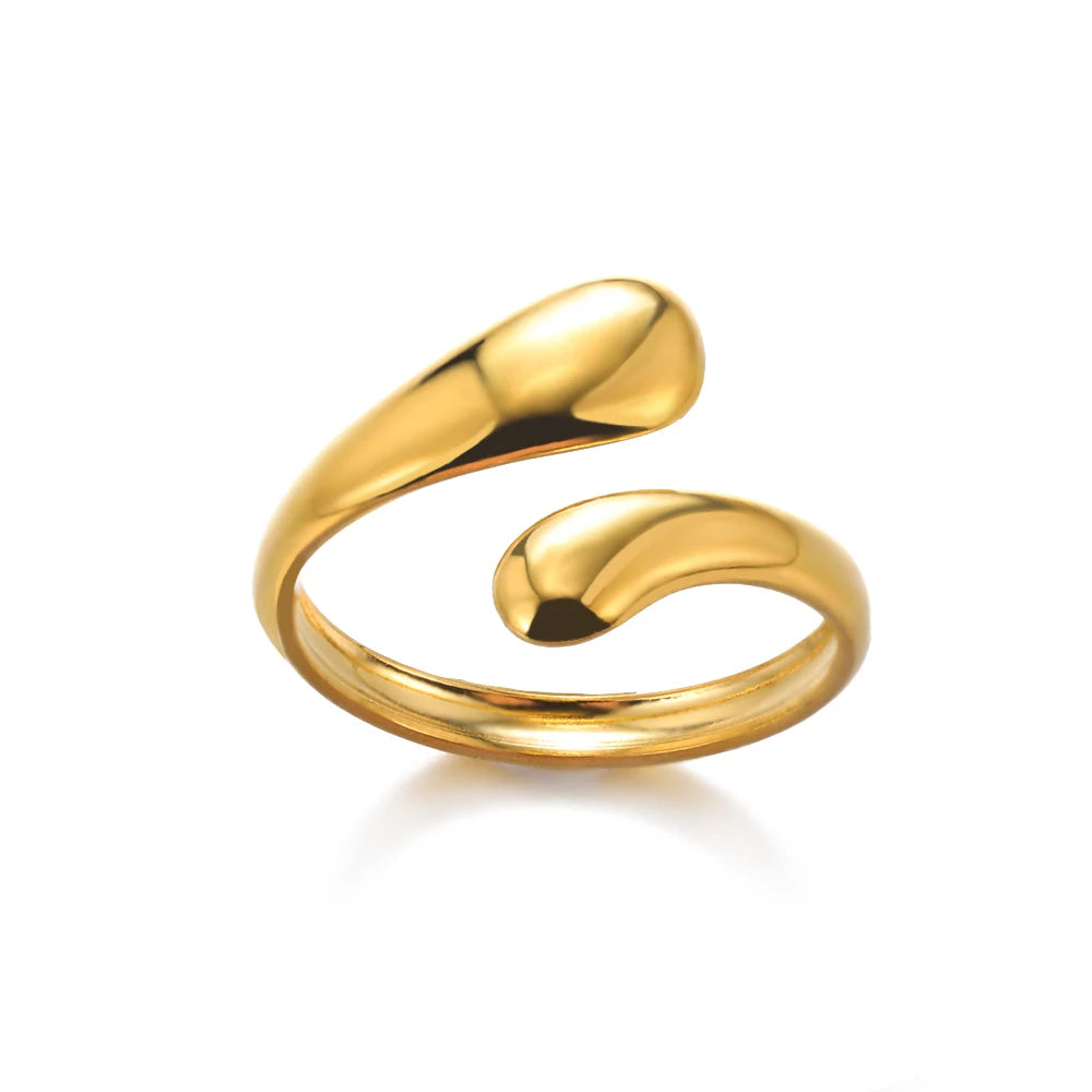 316L Stainless Steel Gold Rings – Luxury Adjustable Women’s Jewelry