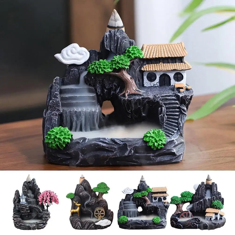 Waterfall Incense Burner – Mountain River Backflow Holder for Home Decor