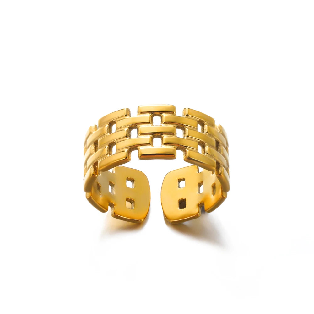 316L Stainless Steel Gold Rings – Luxury Adjustable Women’s Jewelry
