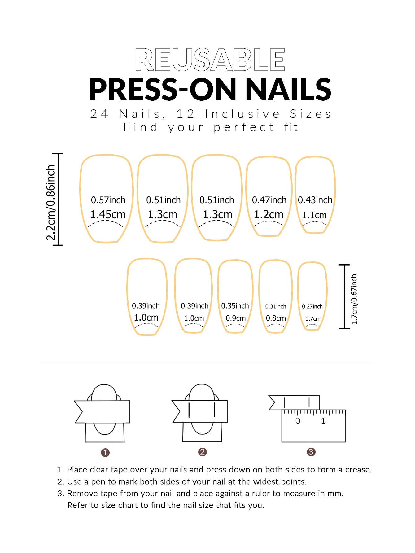24pcs Press-On Square Fake Nails – French Tip Design