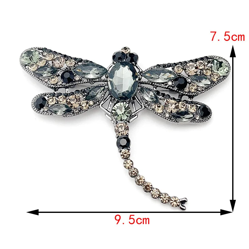 Colorful Dragonfly Rhinestone Brooch Pin for Women – Elegant Insect Jewelry Accessory