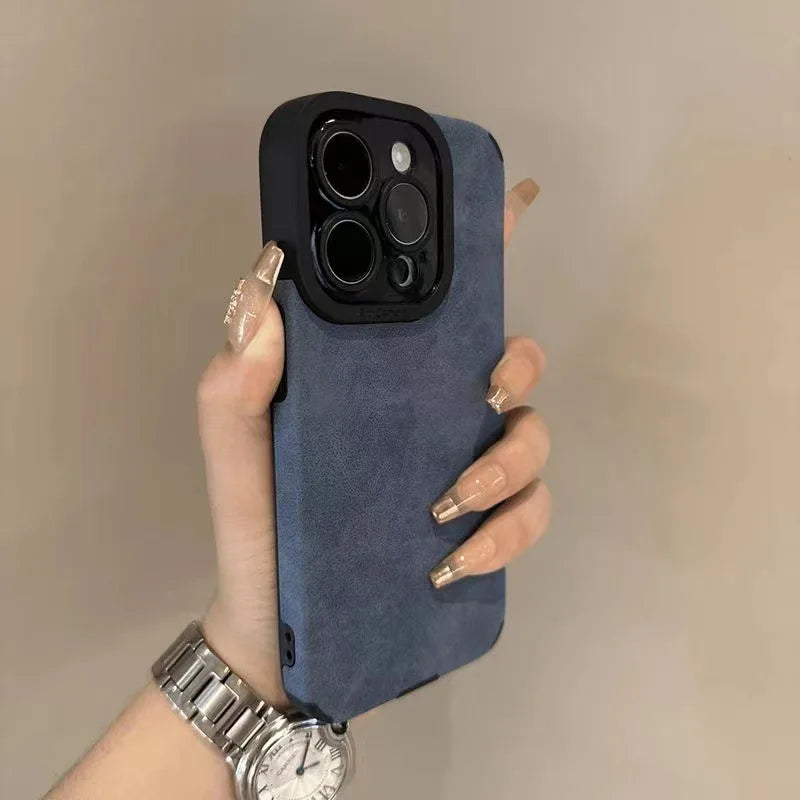 Matte Leather Silicone Case for iPhone – Shockproof Soft Cover