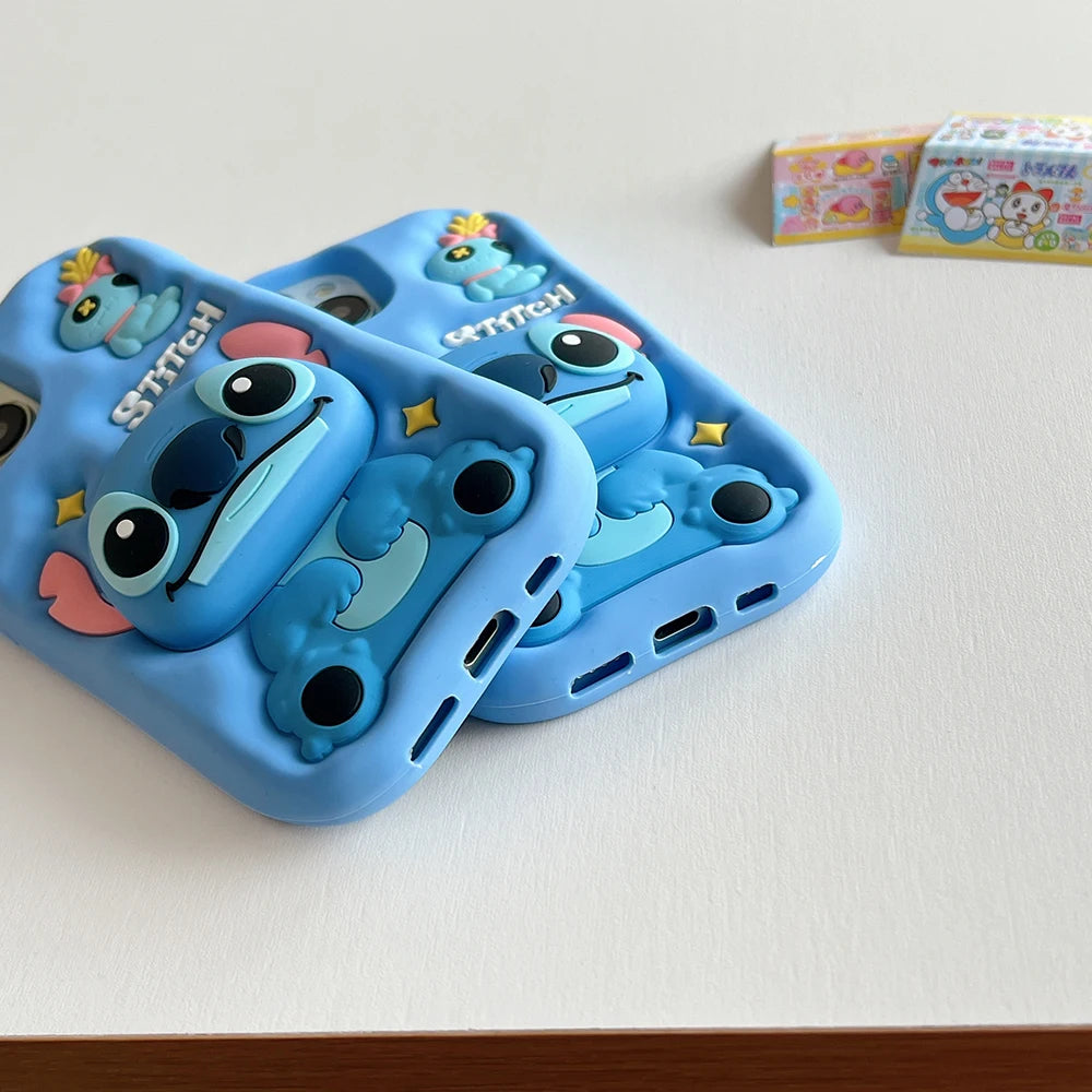 Cute 3D Stitch Cartoon Silicone Phone Case for iPhone Models
