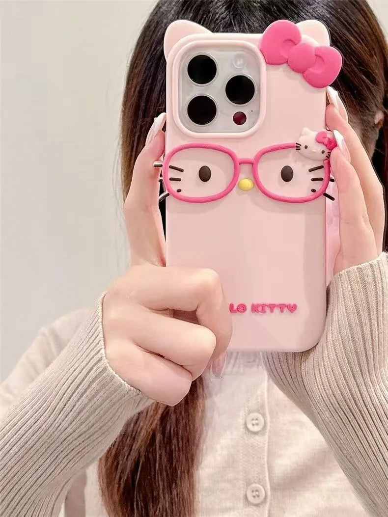 Glasses Cat Silicone Phone Case for iPhone Models