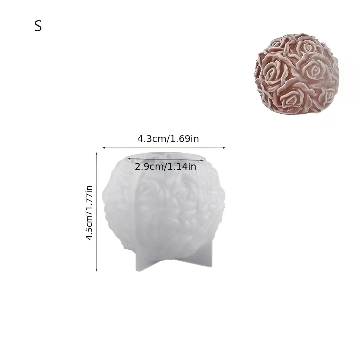 Silicone Candle Mold – 3D Rose Ball Design for DIY Candle, Resin, or Soap Crafting