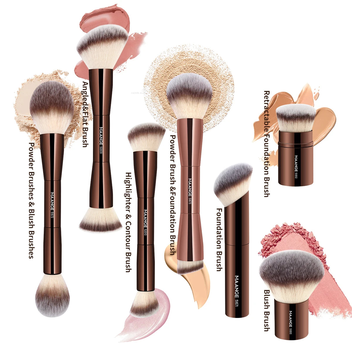 MAANGE Double-Head Makeup Brushes – Professional Beauty Tool for a Flawless Finish