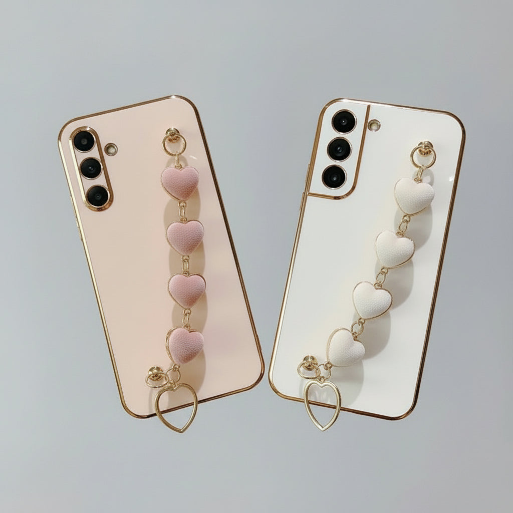 Heart Bracelet Chain Phone Case for Samsung Galaxy S24 S23 S22 S21 Ultra