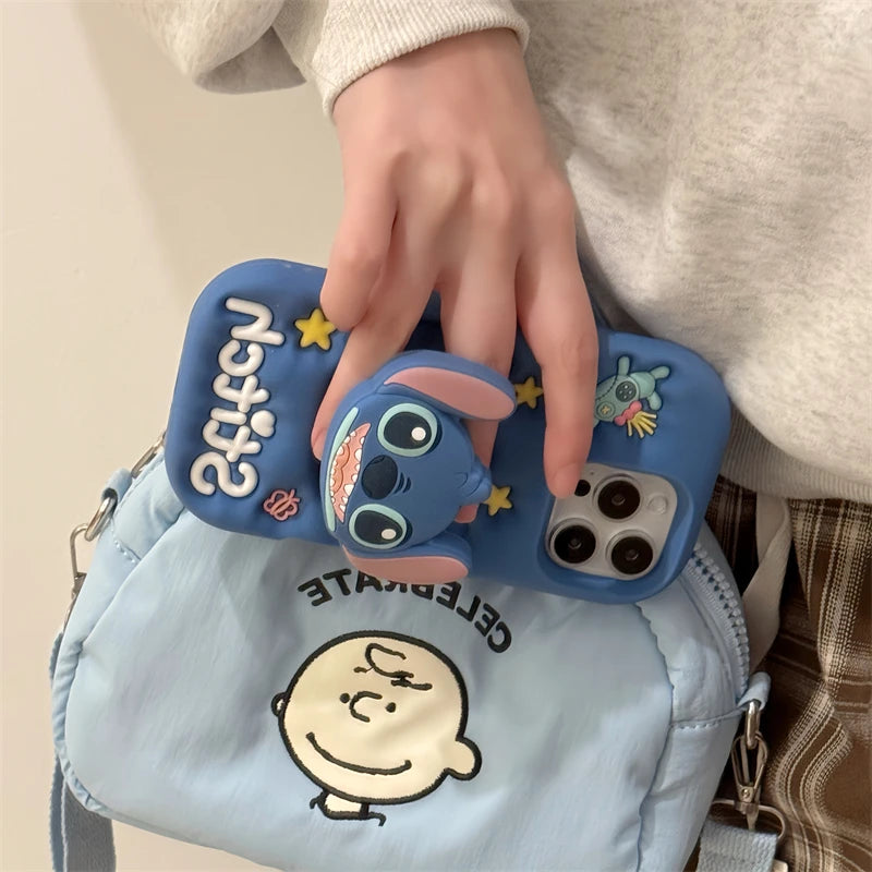 Cute 3D Stitch Cartoon Silicone Phone Case for iPhone Models