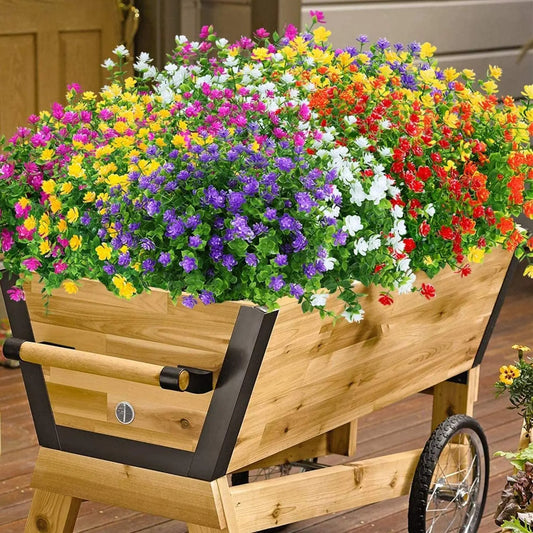 Artificial Flowers for Outdoor and Home Garden Decoration – UV Resistant Plastic Greenery Shrubs