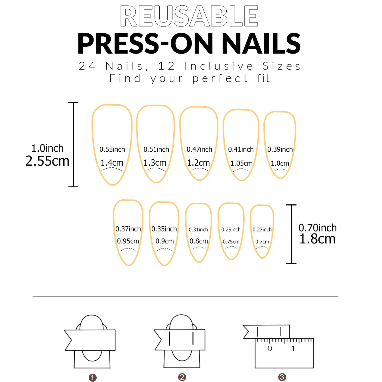 24pcs Press-On Square Fake Nails – French Tip Design