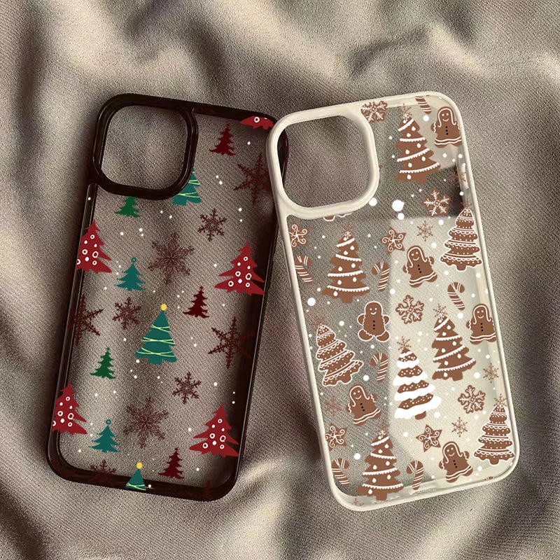 Christmas Tree Snowman Clear Case for iPhone – Shockproof Soft TPU Cover
