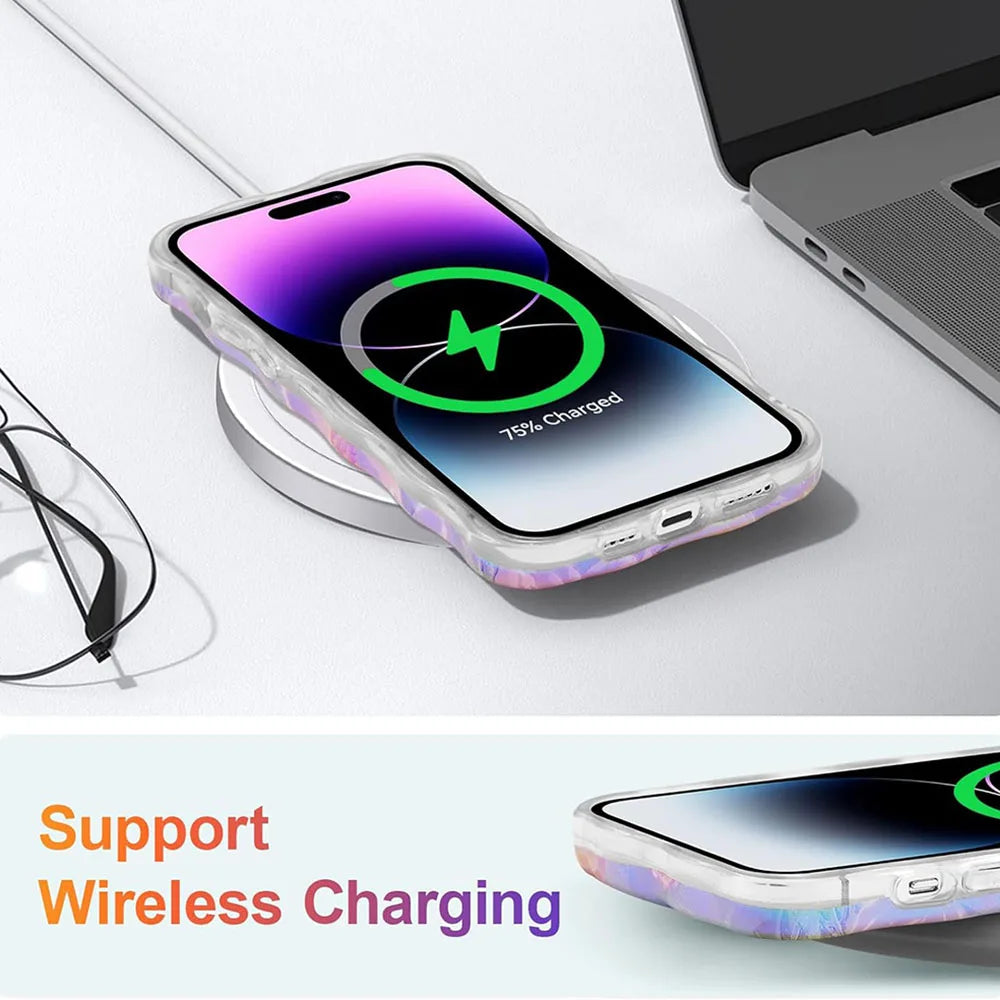 Stylish Floral Oil Painting Phone Case – Retro Wave Border Design for iPhone 11–16 Pro Max