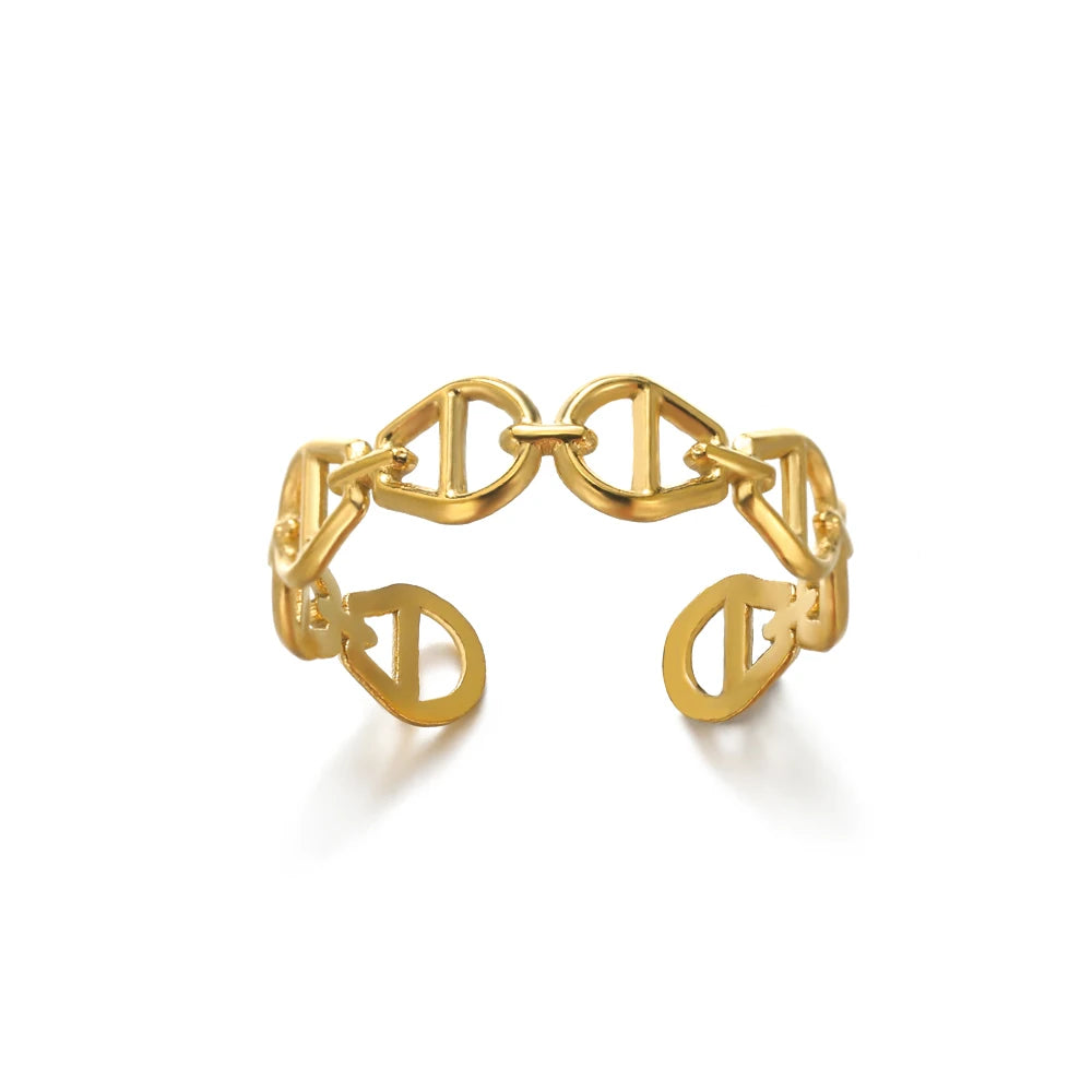 316L Stainless Steel Gold Rings – Luxury Adjustable Women’s Jewelry