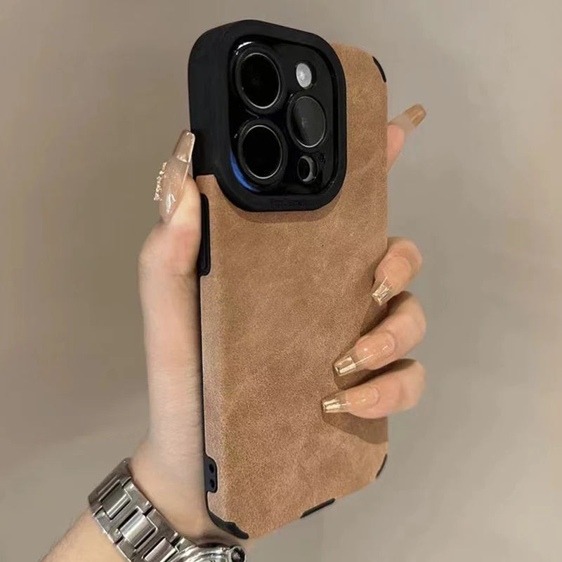 Matte Leather Silicone Case for iPhone – Shockproof Soft Cover