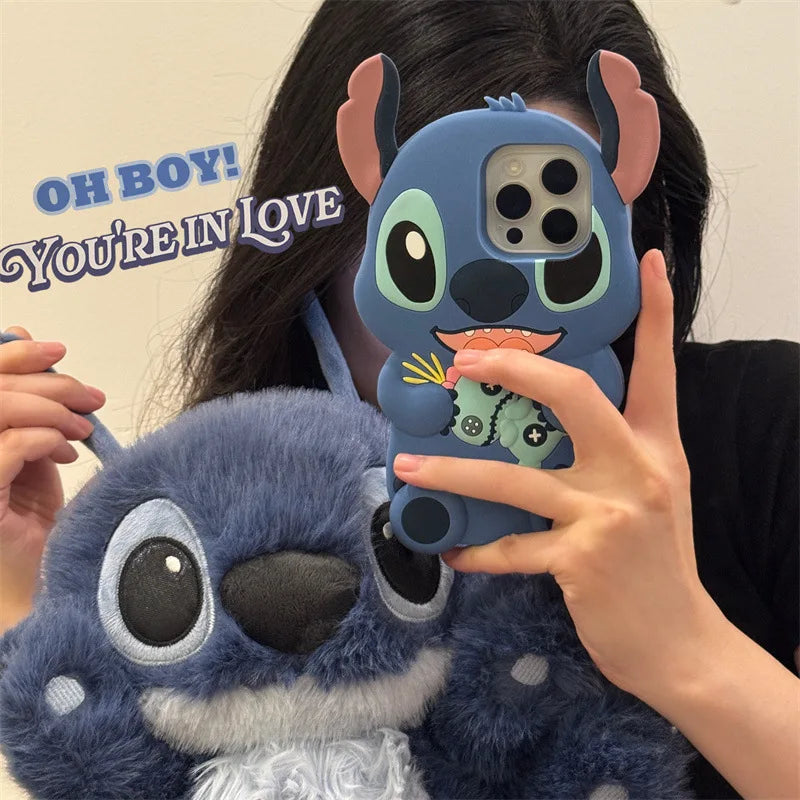 Cute 3D Stitch Cartoon Silicone Phone Case for iPhone Models