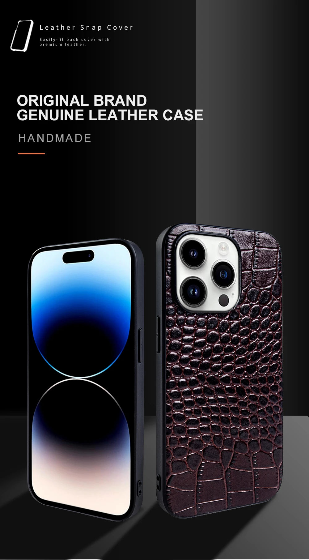 Genuine Leather Alligator Pattern Case for iPhone