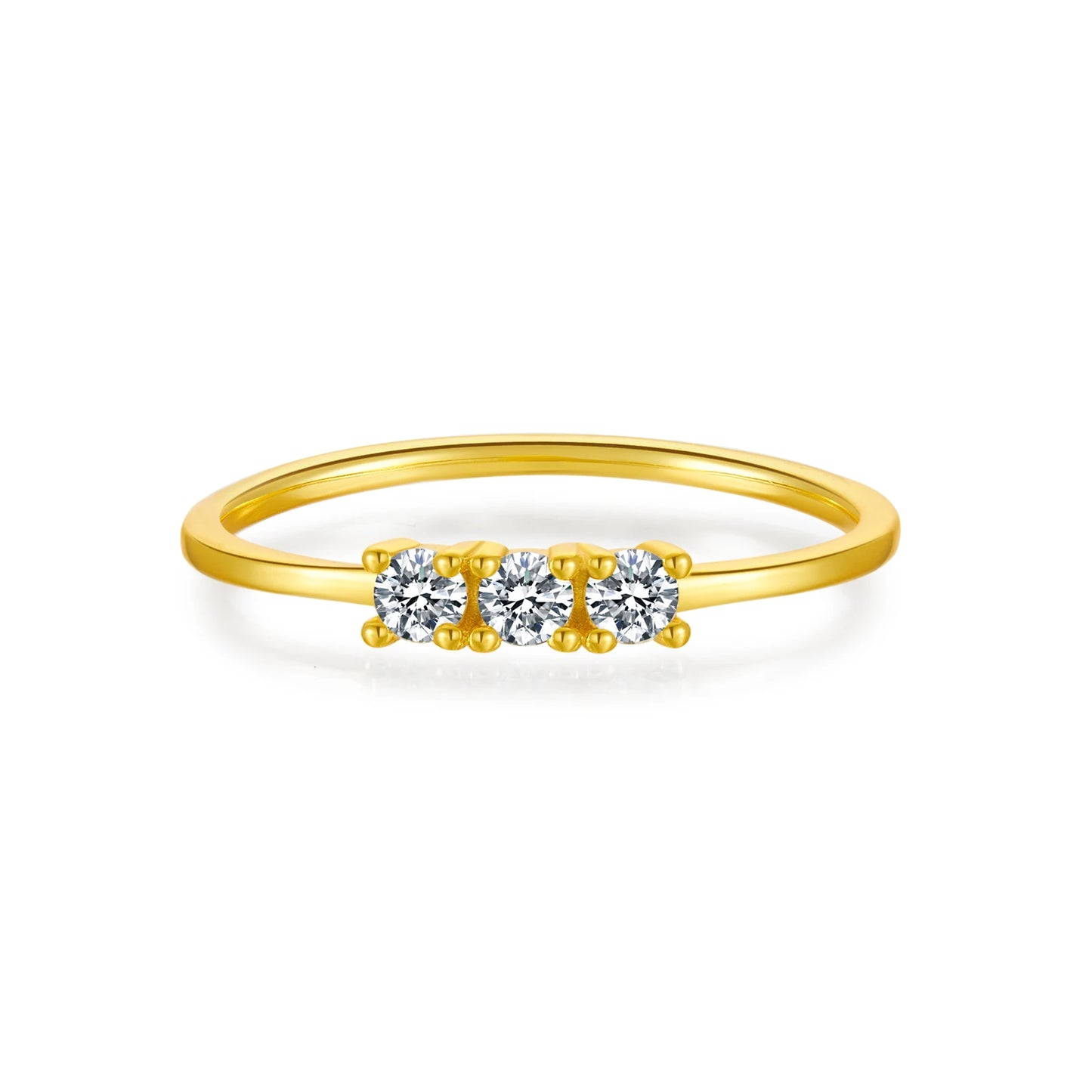 Gold Zircon Trio Ring for Women