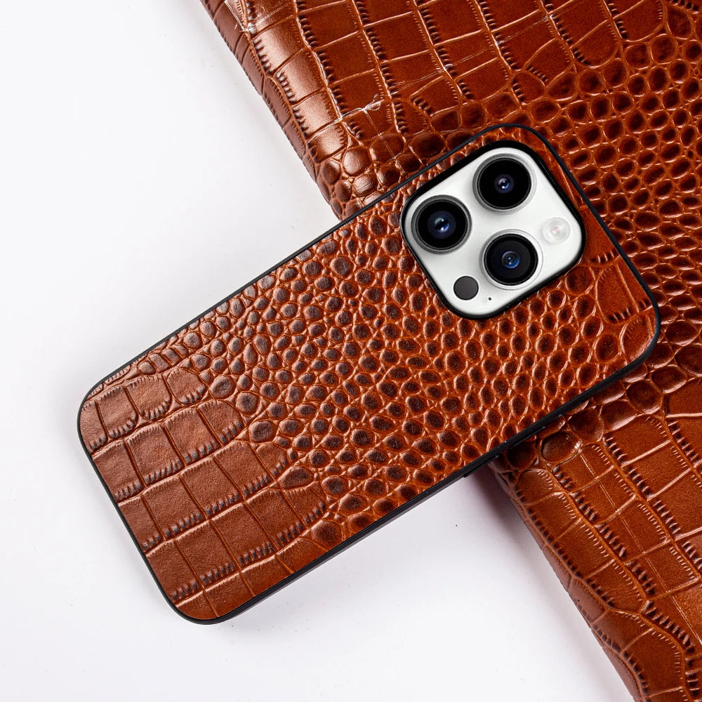 Genuine Leather Alligator Pattern Case for iPhone