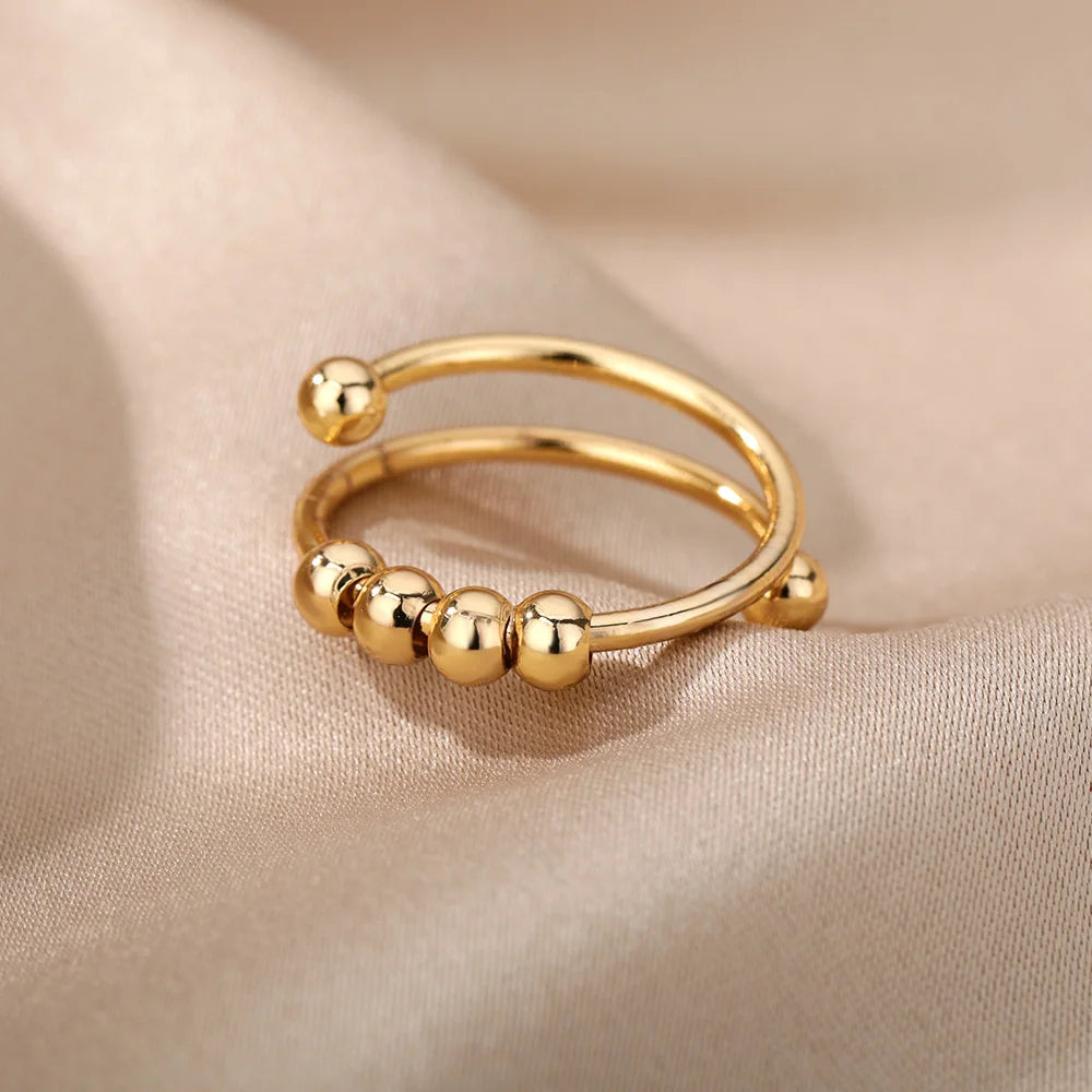 316L Stainless Steel Gold Rings – Luxury Adjustable Women’s Jewelry