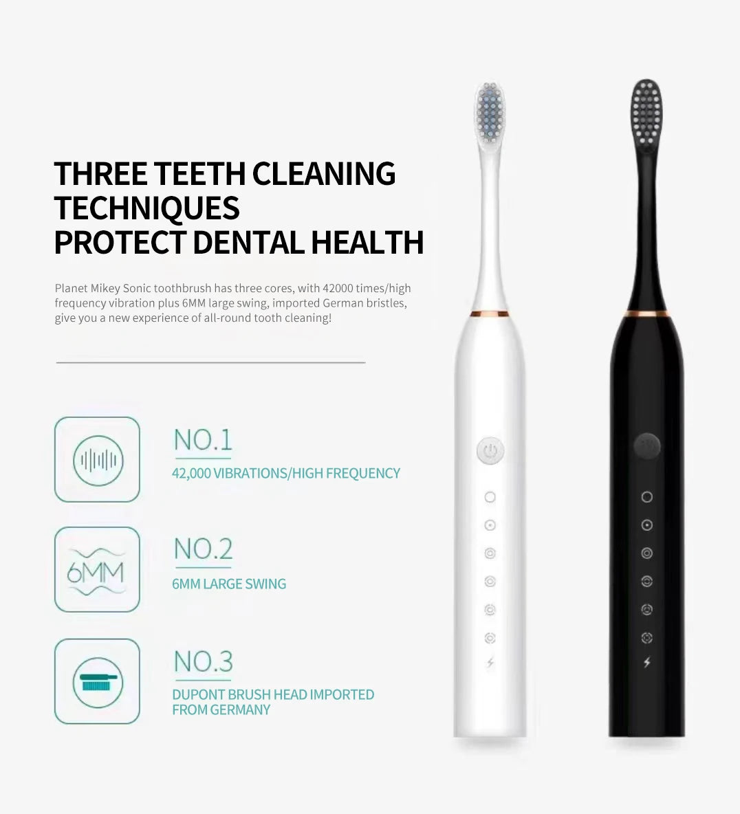 Sonic Electric Toothbrush – Rechargeable & Waterproof