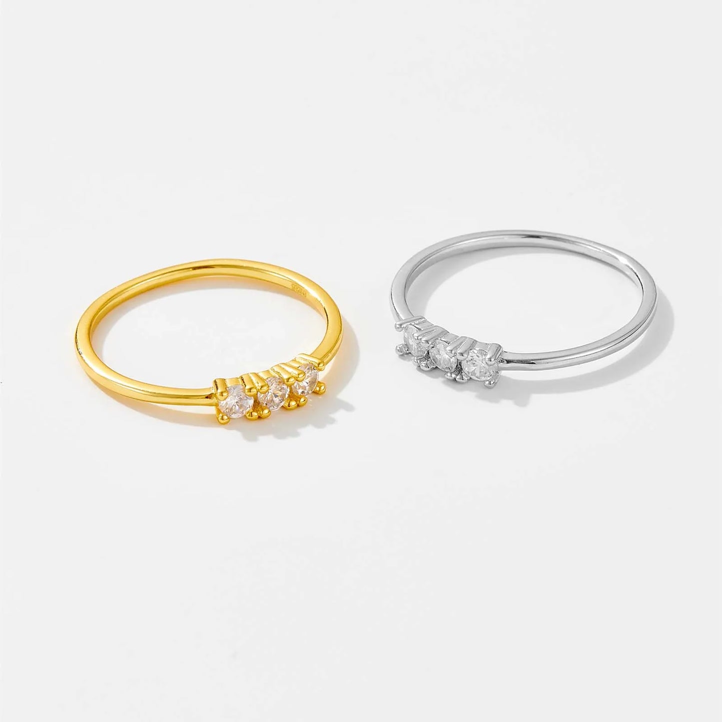 Gold Zircon Trio Ring for Women