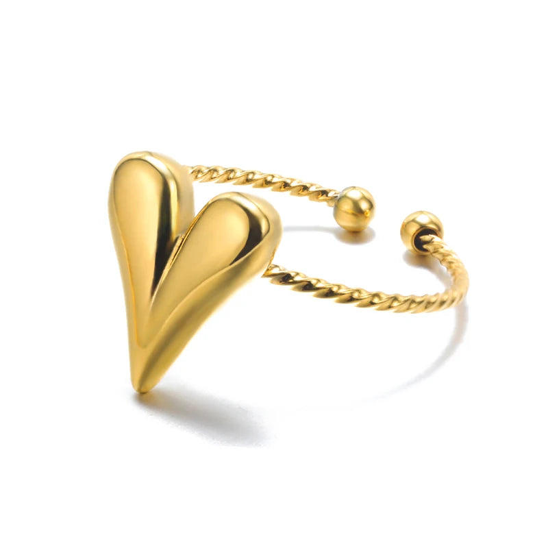 316L Stainless Steel Gold Rings – Luxury Adjustable Women’s Jewelry