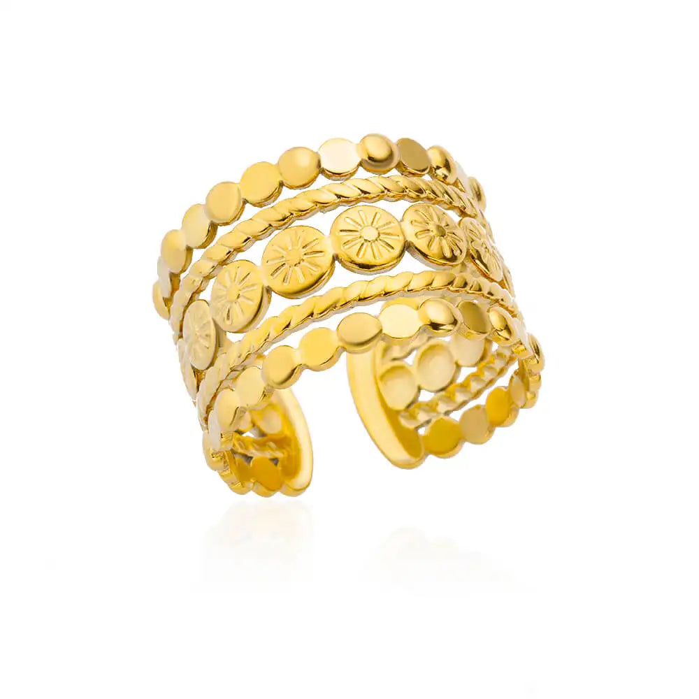 316L Stainless Steel Gold Rings – Luxury Adjustable Women’s Jewelry