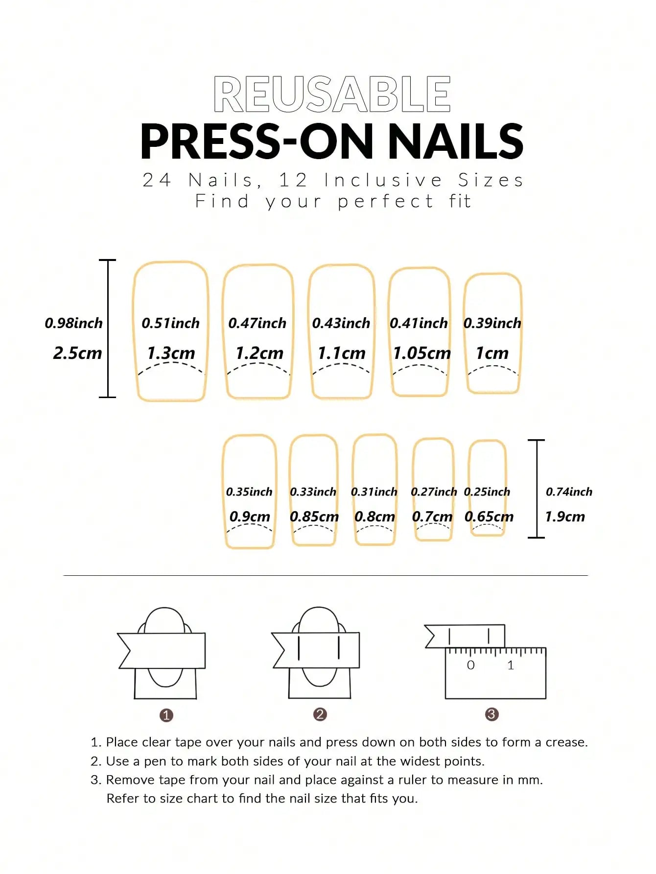 24pcs Press-On Square Fake Nails – French Tip Design