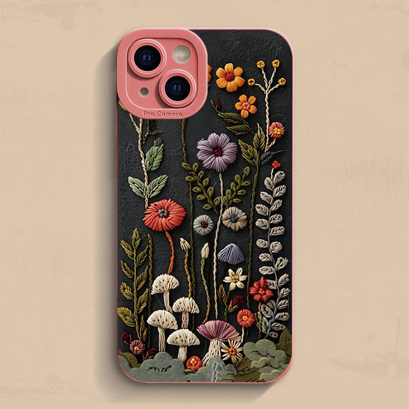 Embossed Floral Pattern Soft Case for iPhone