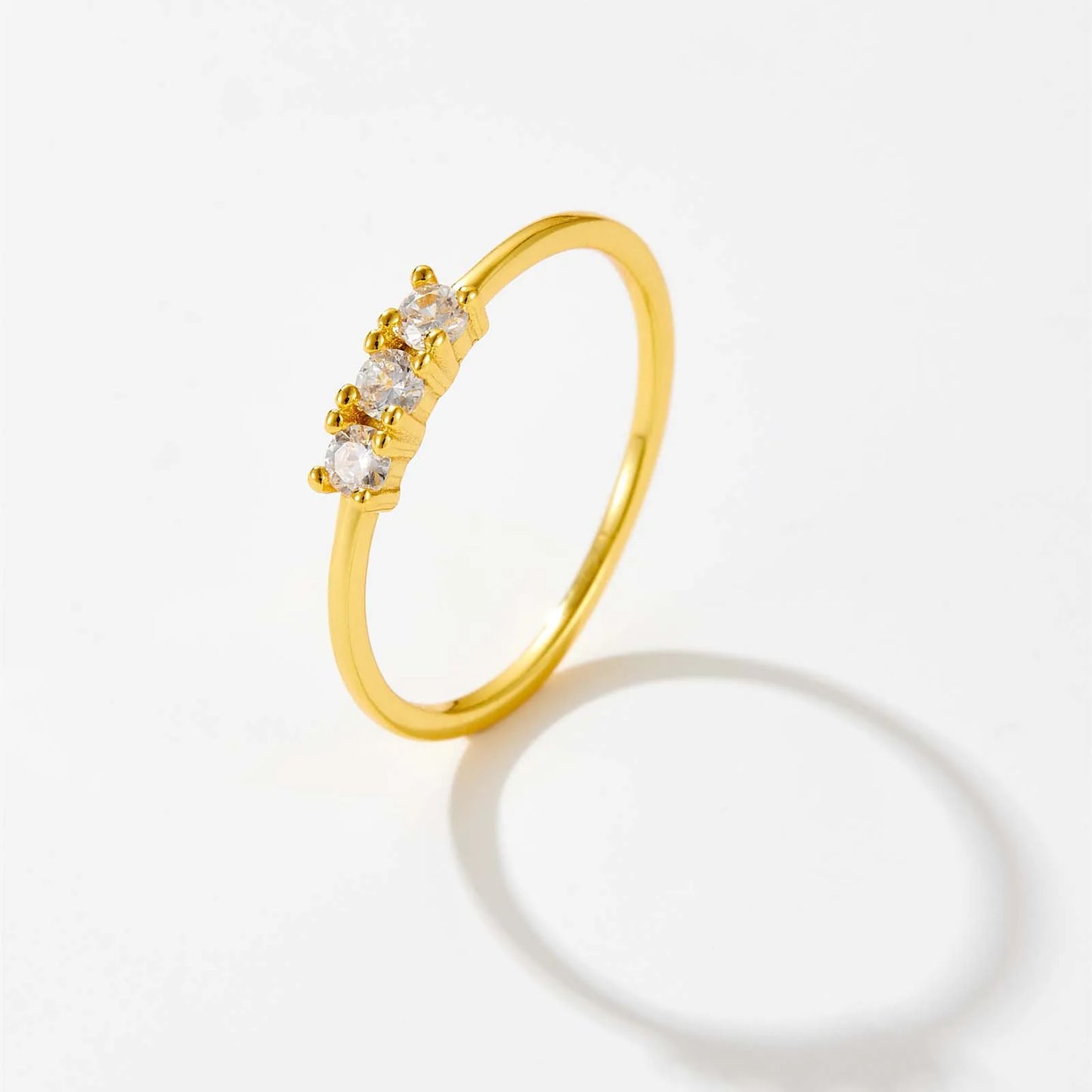 Gold Zircon Trio Ring for Women