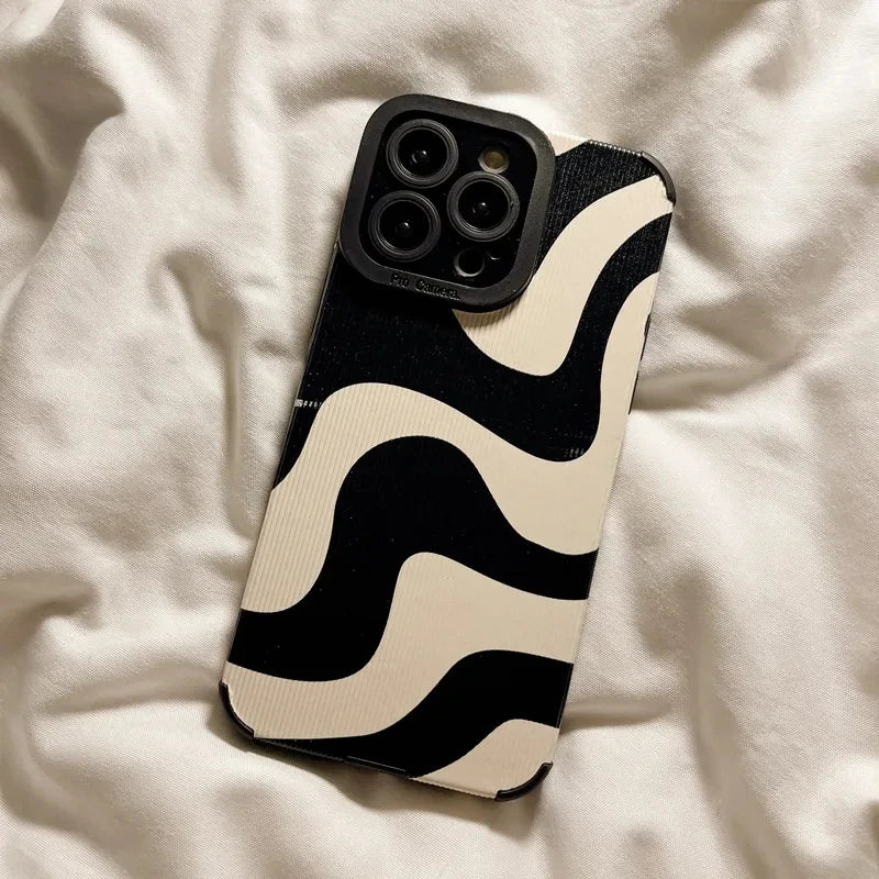 Fashion Zebra Stripe Black & White Shockproof Phone Case  For iPhone 11–16 Pro Max