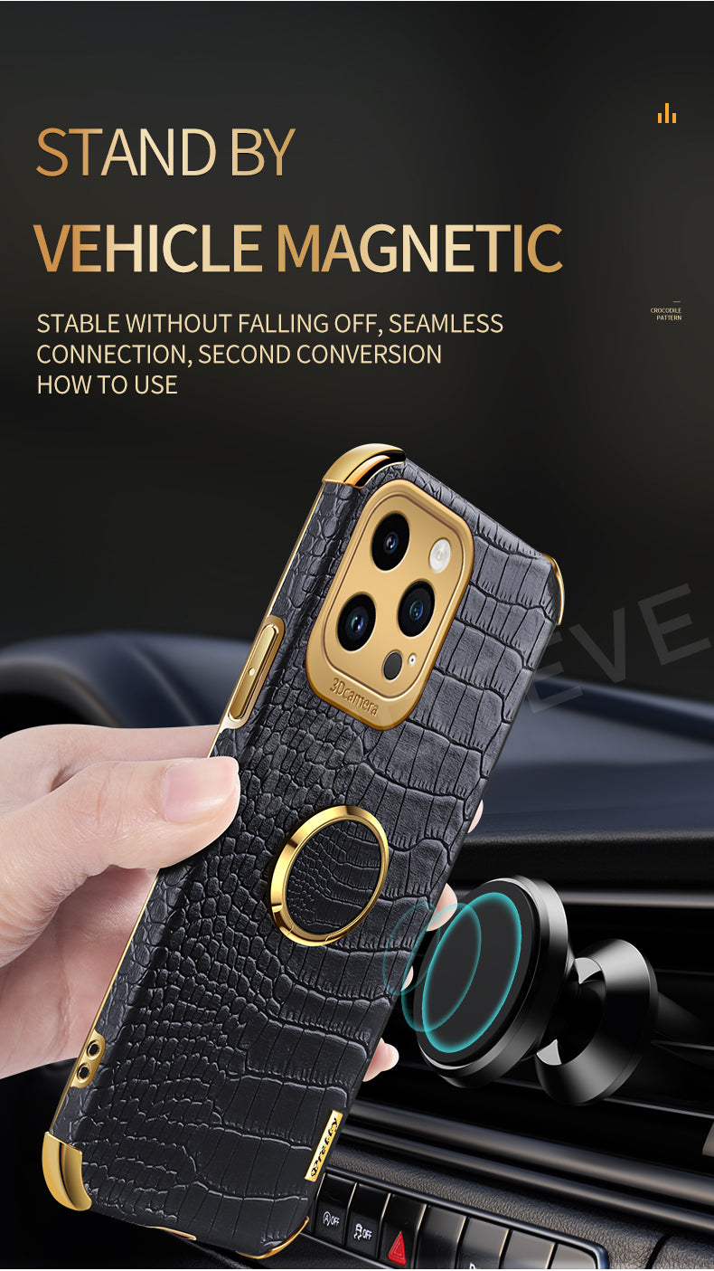 Luxury Crocodile Leather Pattern Phone Case Gold Plating Silicone Cover
