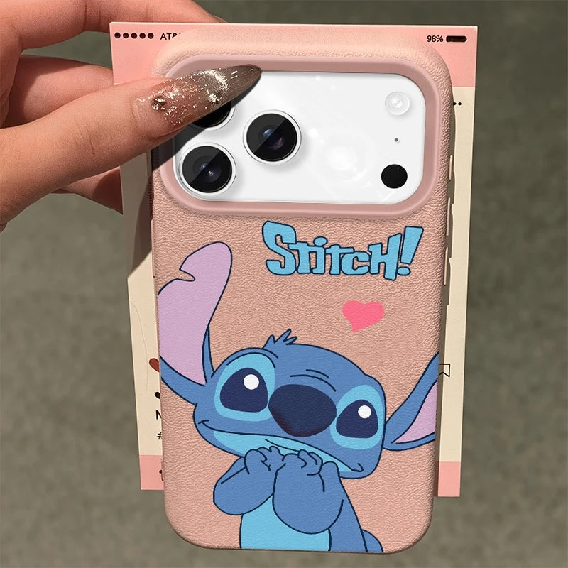 Cartoon Stitch Leather Protective Case for iPhone
