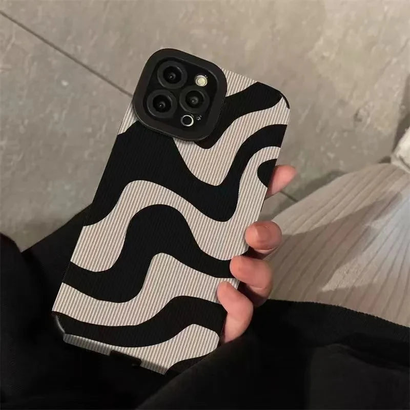 Fashion Zebra Stripe Black & White Shockproof Phone Case  For iPhone 11–16 Pro Max