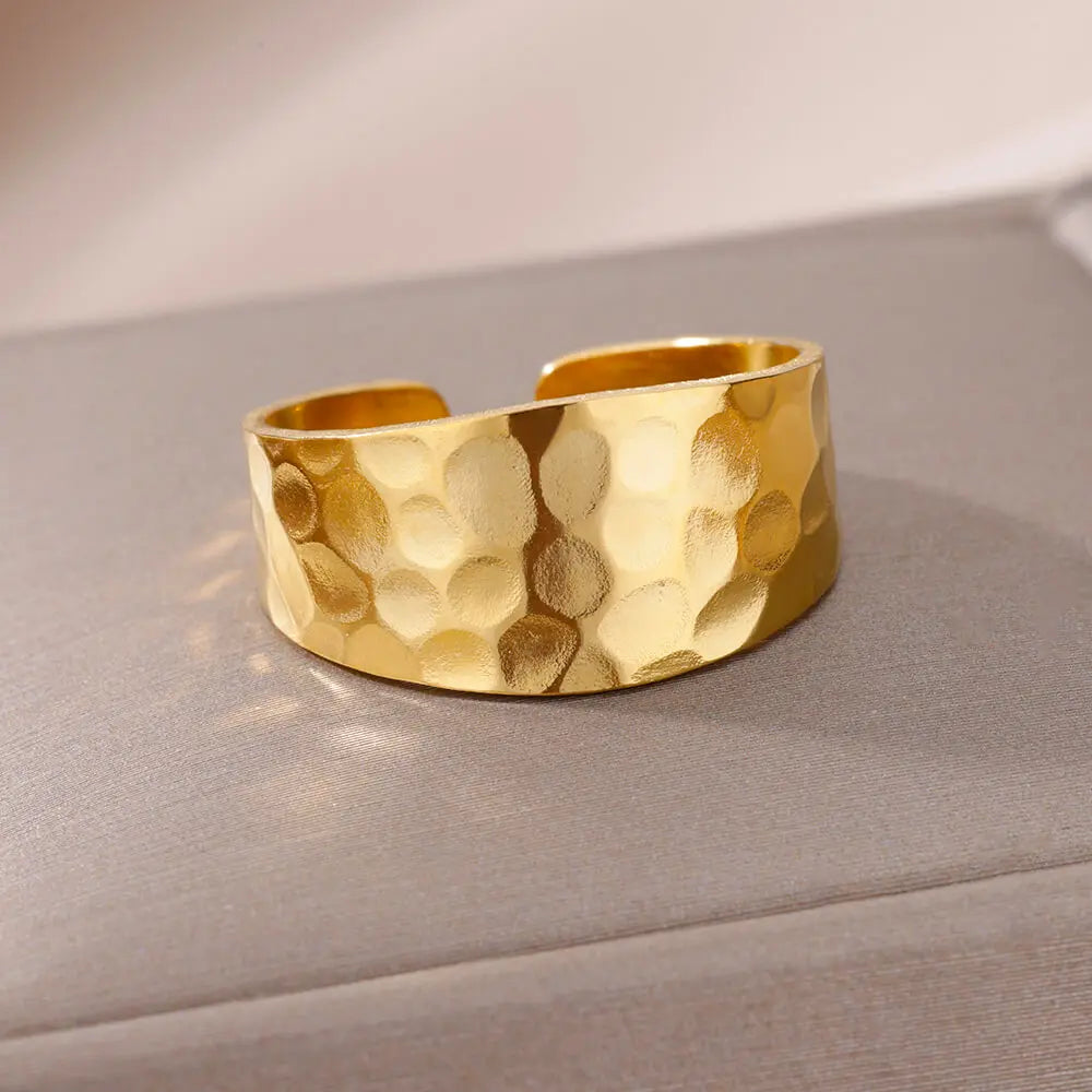 316L Stainless Steel Gold Rings – Luxury Adjustable Women’s Jewelry