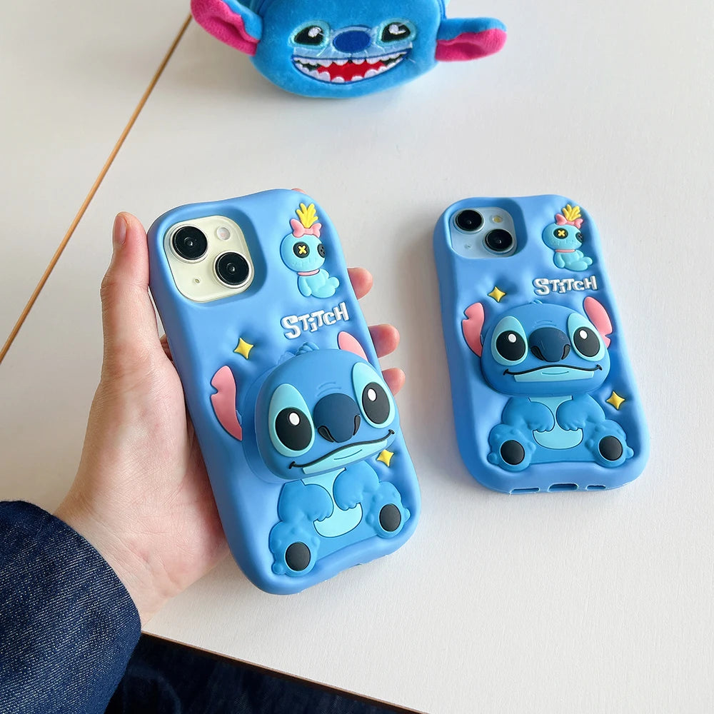 Cute 3D Stitch Cartoon Silicone Phone Case for iPhone Models