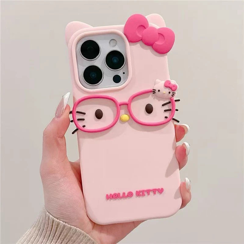 Glasses Cat Silicone Phone Case for iPhone Models