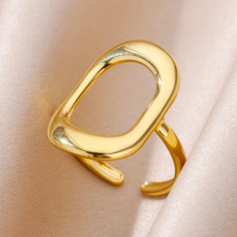 316L Stainless Steel Gold Rings – Luxury Adjustable Women’s Jewelry