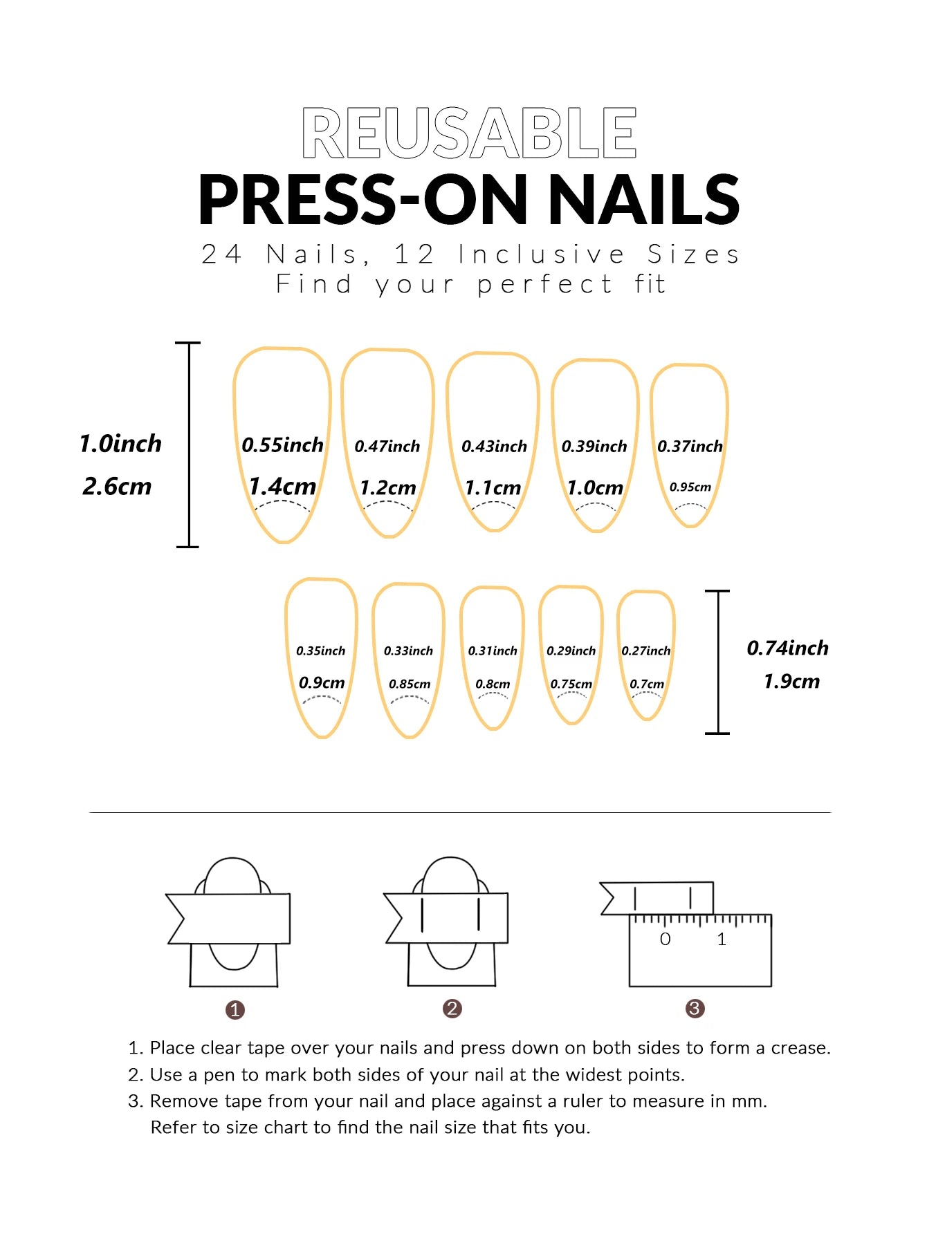 24pcs Press-On Square Fake Nails – French Tip Design