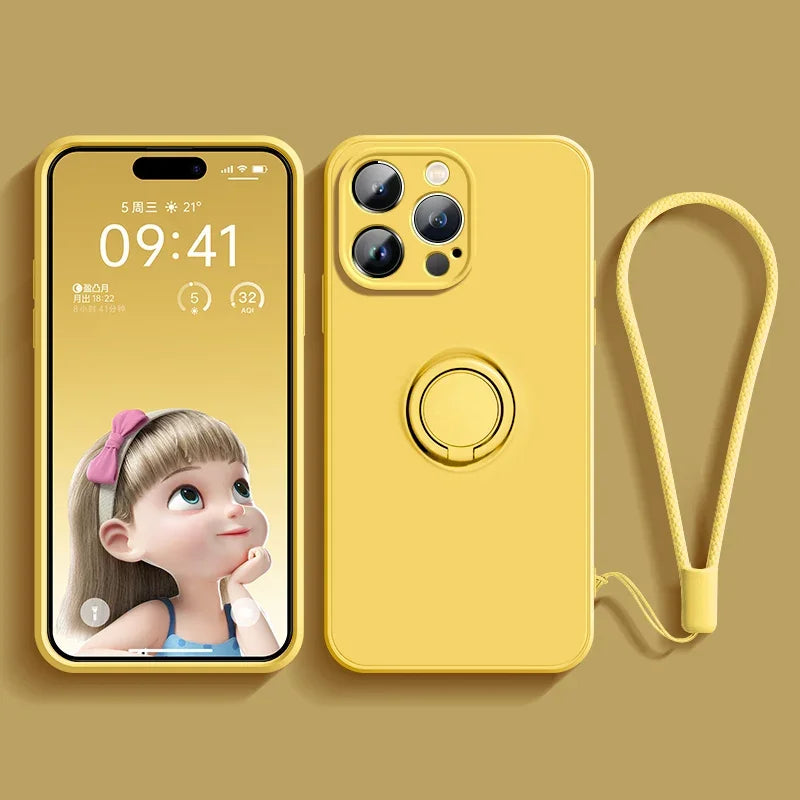 Magnetic Soft Silicone Case with Ring Holder for iPhone