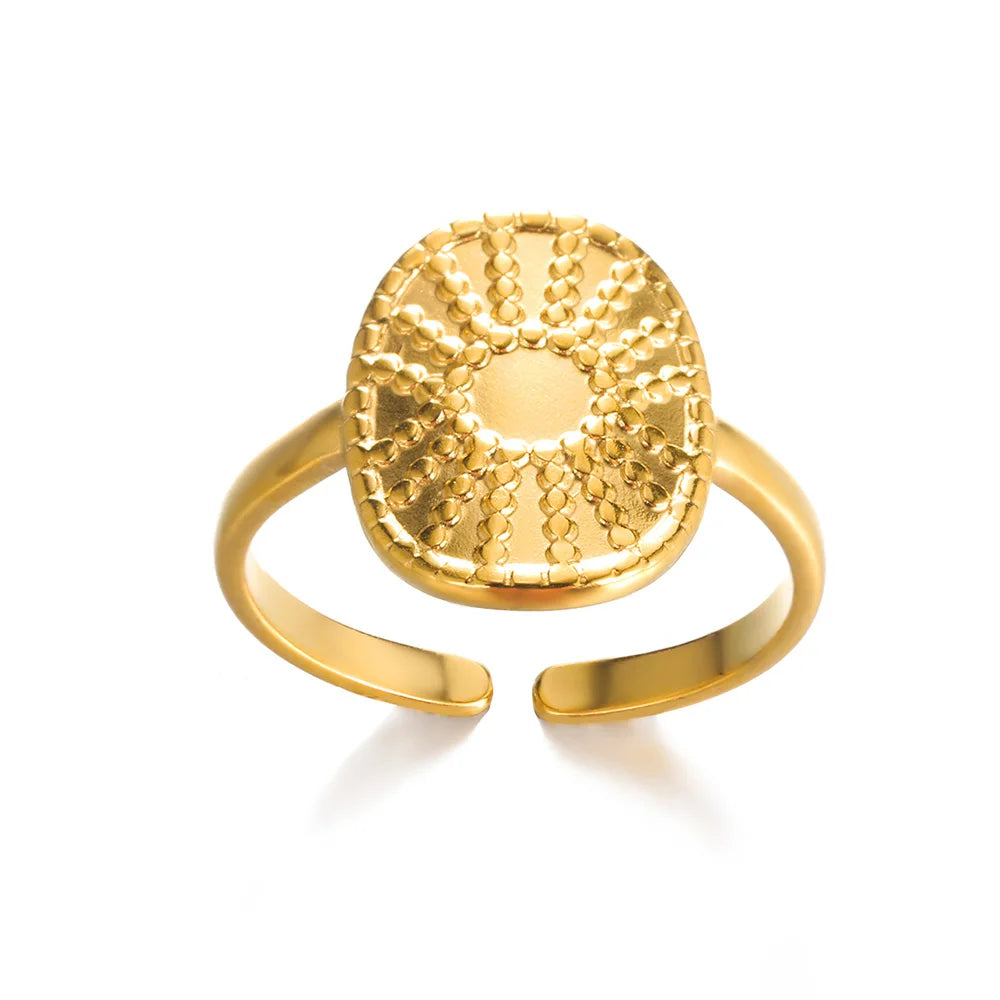 316L Stainless Steel Gold Rings – Luxury Adjustable Women’s Jewelry