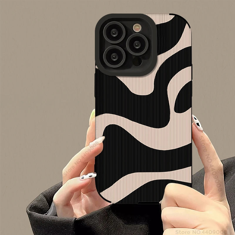 Fashion Zebra Stripe Black & White Shockproof Phone Case  For iPhone 11–16 Pro Max