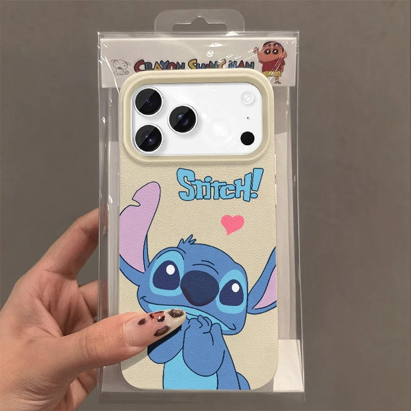 Cartoon Stitch Leather Protective Case for iPhone