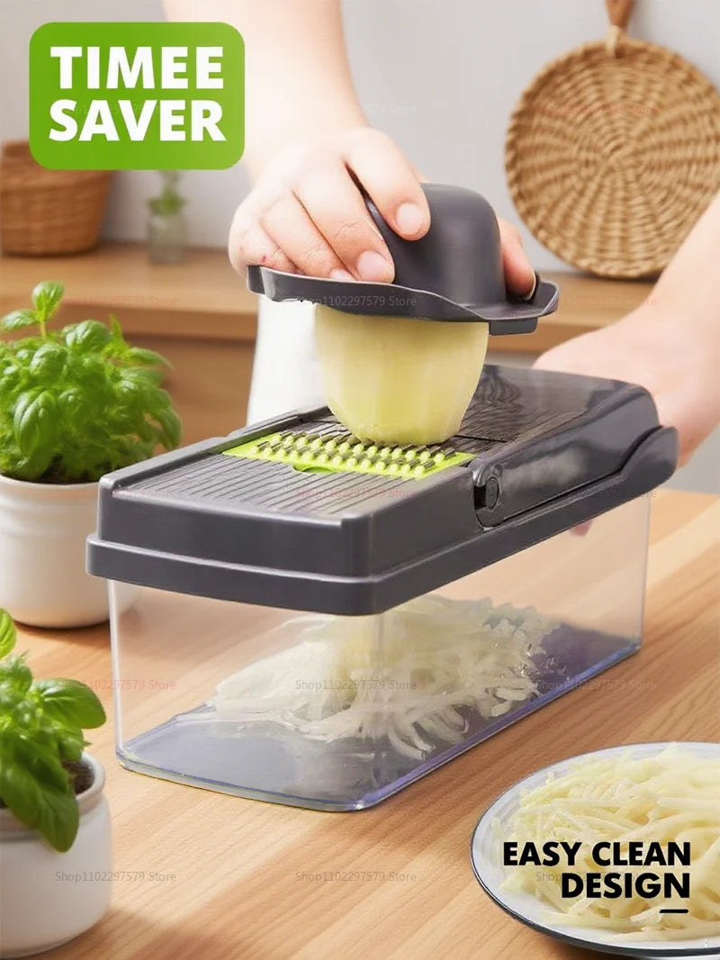 14-in-1 Vegetable Cutter β Multi-Function Slicer, Grater & Chopper