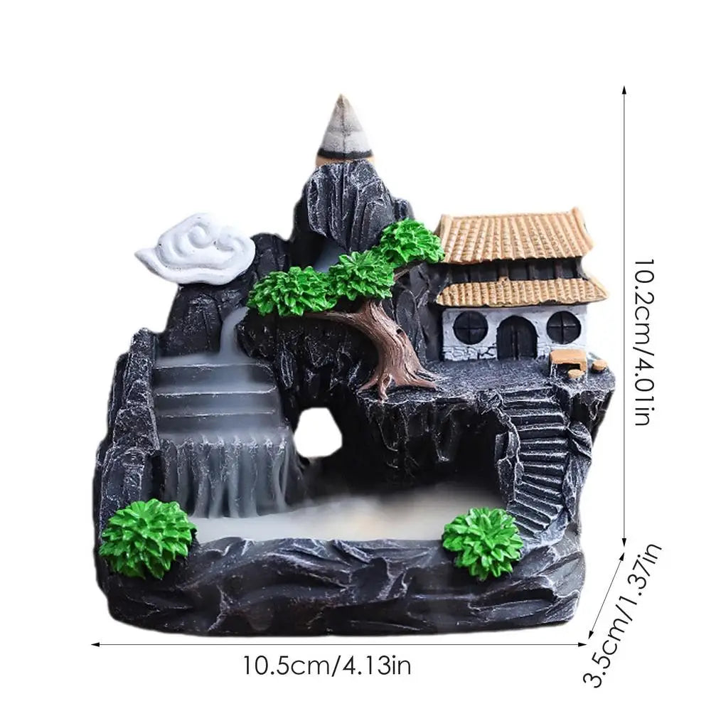 Waterfall Incense Burner – Mountain River Backflow Holder for Home Decor