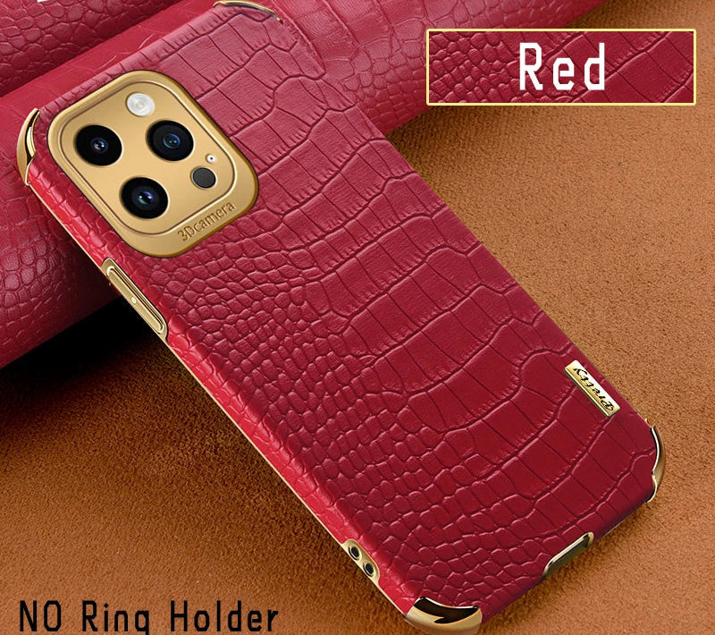 Luxury Crocodile Leather Pattern Phone Case – Gold Plating Silicone Cover