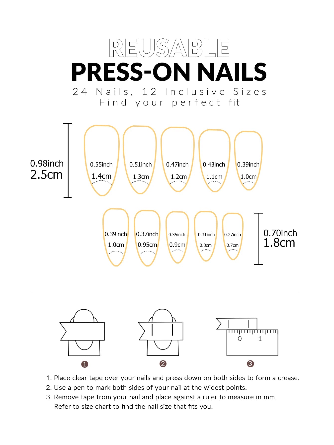 24pcs Press-On Square Fake Nails – French Tip Design