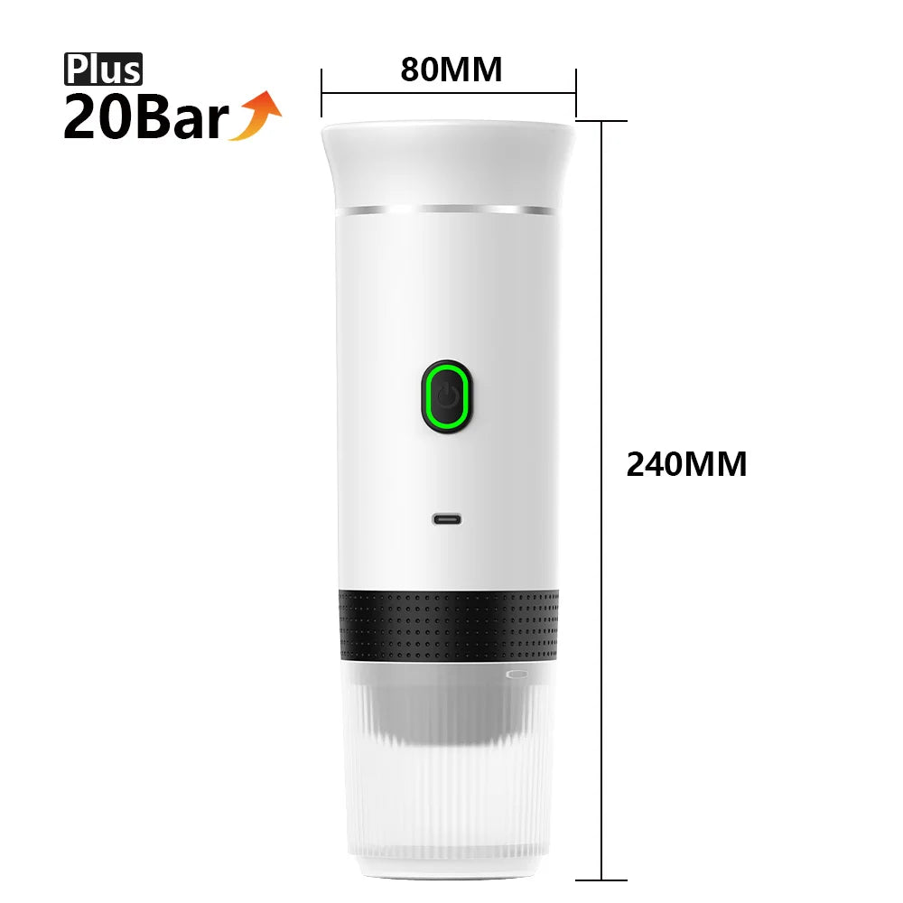 Wireless Portable Espresso Coffee Maker – 20 Bar 3-in-1 Travel Coffee Machine